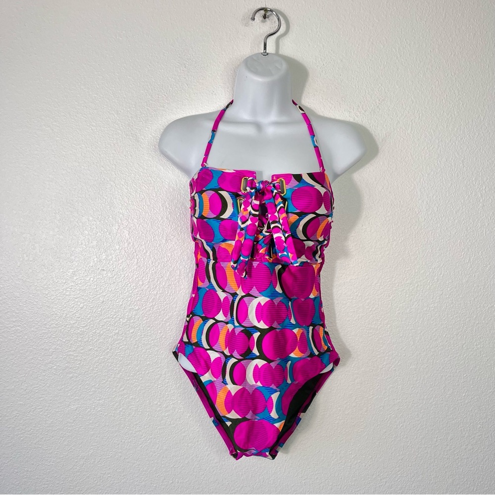 NEW Trina Turk Lace-Up Bandeau One Piece Women’s Swimsuit Size 6